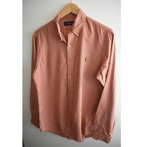 Orange men’s polo button down